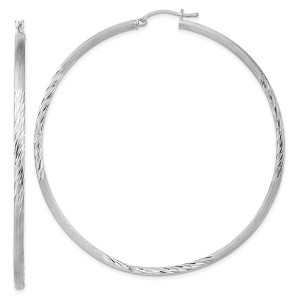 Black Bow Jewelry 2.5mm, Satin, Diamond Cut, XL Sterling Silver Hoops, 70mm (2 3/4 Inch) - 1 of 4