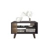 Kumasinova Modern Coffee Table with 1 Door,Compact End Table with 2 Shelves,Center Table for Living Room Furniture,Black Wengue/Natural Oak - 4 of 4