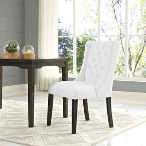 Baronet Tufted Vinyl Vegan Leather Dining Chair White - Modway - 1 of 4