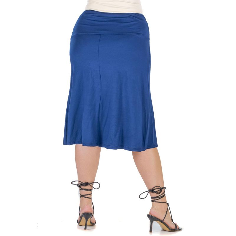 24seven Comfort Apparel A Line Elastic Waist Knee Length Plus size Skirt, 3 of 5