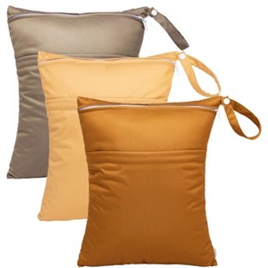 Wet Dry Bags 3 Pack | Reusable Waterproof Storage Bags with 2 Pockets for Swim, Diapers, Gym & Travel - 1 of 4