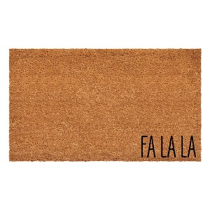 HomeRoots 24" X 36" Brown Christmas Fa La La Outdoor Coir Door Mat - 1 of 4