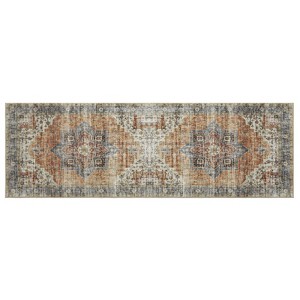 Front Door Rug FloralBoho Machine Washable Door Mat Vintage Retro Fade Indoor Rugs - 1 of 4