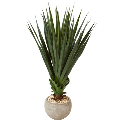 Spiked Agave Artificial Plant In Sand Planter - Nearly Natural