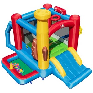 Tangkula Inflatable Bounce House with 480W Air Blower Bouncer Playhouse Castle with Slides Jump Area Ocean Ball Pit Basketball Hoop - 1 of 4