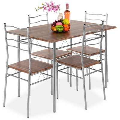 Best Choice Products 5-Piece Wooden Kitchen Table Dining Set w/ Metal Legs, 4 Chairs