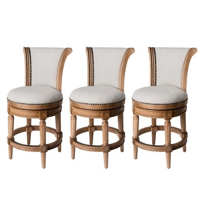 Maven Lane Pullman Swivel Upholstered Kitchen Stool, Set of 3