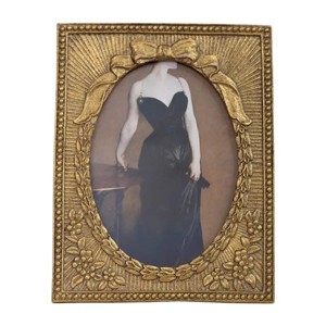 Slickblue Gold Resin Oval Photo Frame with Floral and Bow Design, 6.7x8.7 in Decorative Picture Frame - 1 of 3