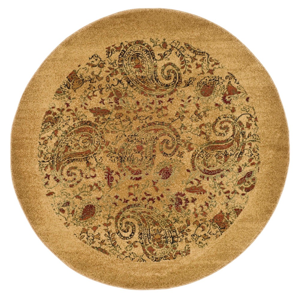 Floral Loomed Round Area Rug 4' Beige - Safavieh