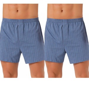 INSPIRE CHIC Men's 2 Pack Classic Elastic Waistband Plaid Pattern Boxer Shorts - 1 of 4