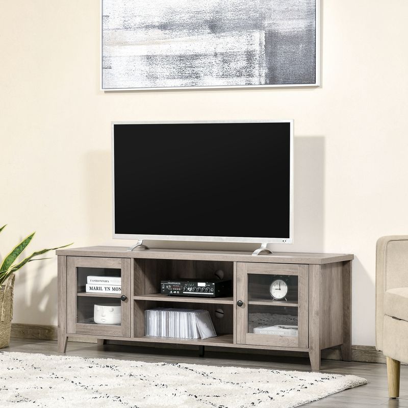 HOMCOM Modern TV Stand, Entertainment Center with Shelves and Cabinets for Flatscreen TVs up to 60" for Bedroom, Living Room, 2 of 9