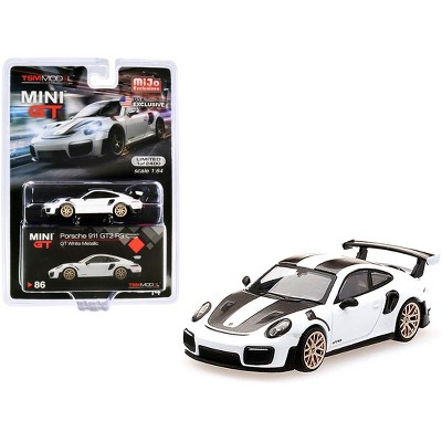 Porsche 911 GT2 RS Weissach Package GT White Metallic with Carbon Stripes Limited Edition to 2400 pcs 1/64 Diecast Model Car by True Scale Miniatures