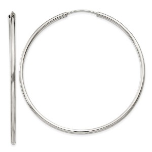 Black Bow Jewelry 2mm, Sterling Silver, Endless Hoop Earrings - 55mm (2 1/8 Inch) - 1 of 4