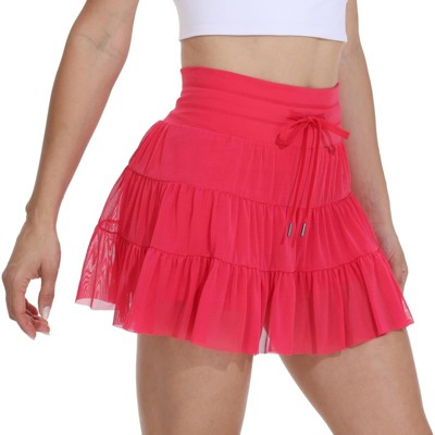 Clotth Women's High Waisted Pleated Skirt Athletic Skorts, Ruffle Tennis Skirts Golf Sports, Running Skorts With Shorts Pockets