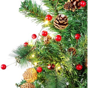 Christmas Garland Decoration with 20 LED Lights 6.3FT Pre-Lit Artificial Christmas Garland,Battery Powered with Red Berries Lighted Christmas Garland - 1 of 4