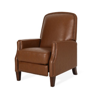 Lyngins Modern PU Leather Recliner Chair with Rivets & Footrest,Single Sofa Accent Chair for Living Room,Bedroom