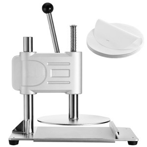 VEVOR Manual Pizza Dough Press Machine, 9.5 inch Pizza Pastry Press Plate, Stainless Steel Bread Presser with  100 Pcs Parchment Paper, Silver - 1 of 4