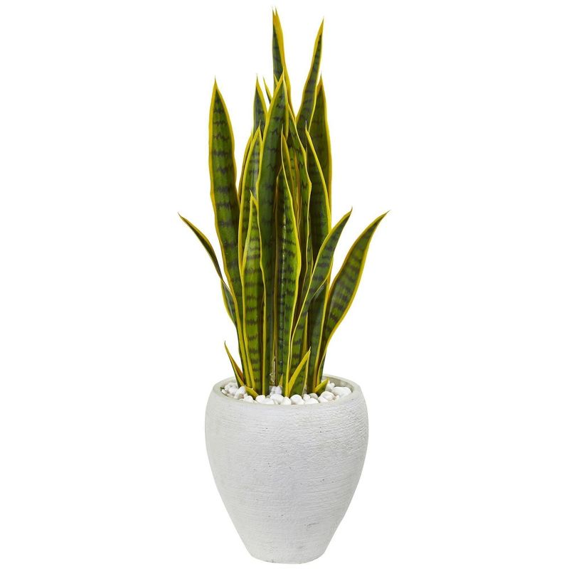 Nearly Natural 33-in Sansevieria Artificial Plant in White Planter, 1 of 2