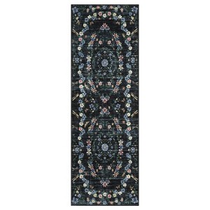 Modern Washable Area Rug for Living Room, Floral Pattern Throw Carpet with Non Slip Backing, Low Pile Stain Resistant Floor Cover - 1 of 4