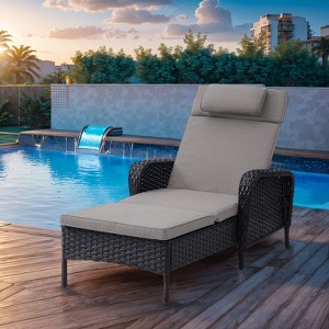 Outdoor Patio Chaise Lounge Chairs with Cushion - 1 of 4