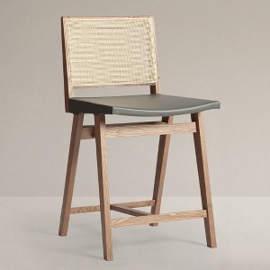 KLAREL Elye Caned Back Counter Stool - 1 of 4