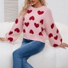 Clearlove Women's Valentine's Day Cute Heart Sweater Crew Neck Long Sleeve Pullover Sweaters - 2 of 4