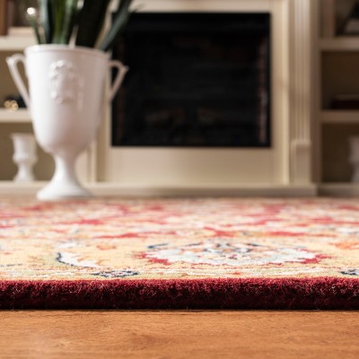 Regal Elegance Round Red and Gold 5' Wool Area Rug