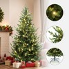 LuxenHome 7Ft Pre-Lit Artificial Natural Upswept Pine Christmas Tree with Metal Stand Green - 3 of 4
