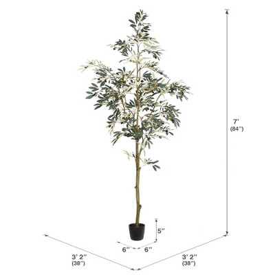 Mediterranean Charm 7' Faux Olive Tree in Pot