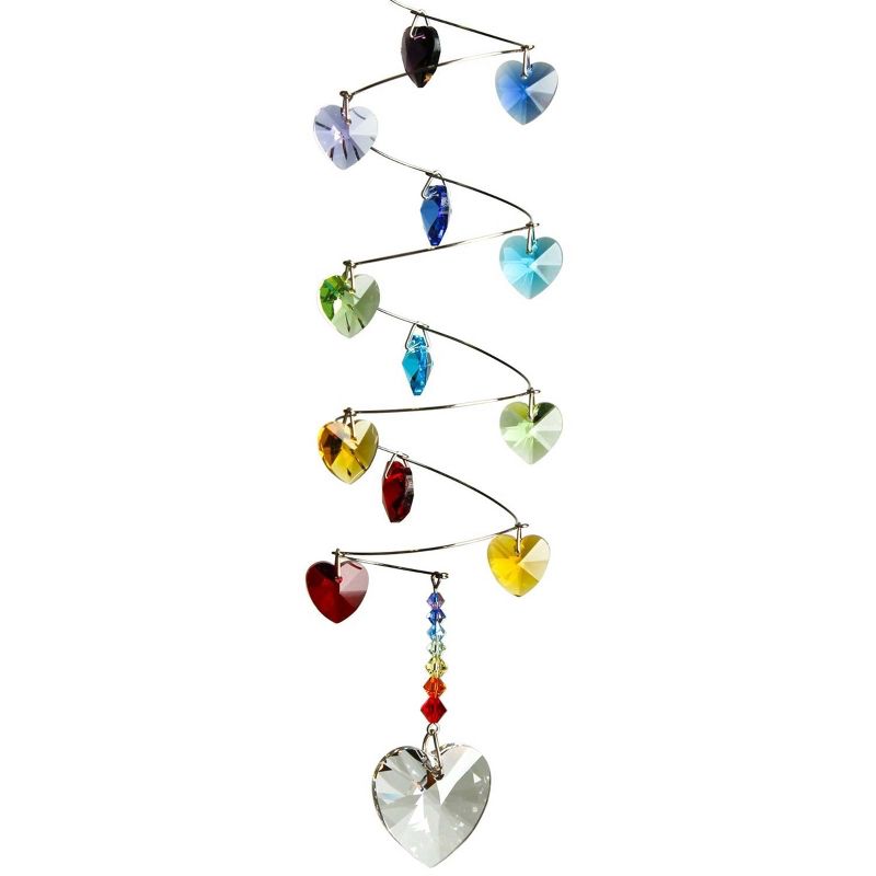 Woodstock Crystal Suncatchers, Crystal Spiral Rainbow Hearts, Crystal Wind Chimes For Inside, Office, Kitchen, Living Room Décor, 9"L, 1 of 8