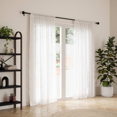 Matte Black Adjustable Steel Curtain Rod with Pleated Finial