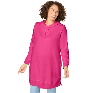 Woman Within Longer-Length Hoodie Sweatshirt. - 1 of 4