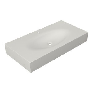 42 x 22 in. Solid Surface Wall Mount Bathroom Vessel Sink with Faucet Hole in Matte White - 1 of 1