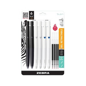 Zebra bLen Retractable Gel Pens Medium Point 0.7mm Assorted Ink 6/Pack (49501) - 1 of 4