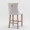 PAGED Bar Stools Set of 2 Modern Swivel Velvet Barstools with Button Tufted Back and Wooden Legs for Bar, Kitchen - 2 of 4