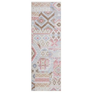 Foldable Geometric Bohemia Area Rug, Chenille Polyester, Washable, Non-Slip, Kid & Pet Friendly for Hallway & Kitchen - 1 of 4