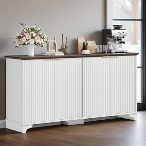 Coolmee Sideboard Buffet Cabinet with 4 Fluted Doors, Kitchen Cupboard Storage with Adjustable Shelves, Coffee Bar Cabinet for Home, Dining Room - 1 of 4
