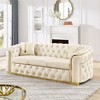 Luxurious 90.6 Inch Velvet Chesterfield Sofa with Button Tufting, Gold Accents, and 2 Pillows - Premium 280g Italian Velvet for Elegant Living Rooms - 3 of 4