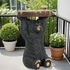 Christopher Knight Home Carla Patio Handcrafed Lightweight Concrete Bear Design Accent Table with Faux Wood Finish，Black/Brown - 2 of 4