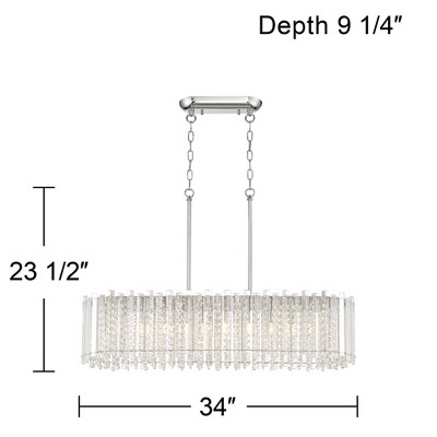 Mirabell Chrome 37" LED Island Pendant with Clear Crystal Droplets