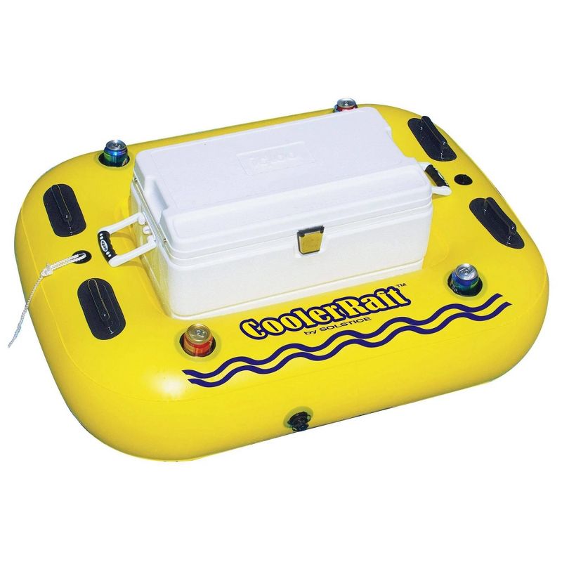 Swim Central 55" Inflatable Yellow and Black Swimming Pool Cooler Raft Float, 1 of 5