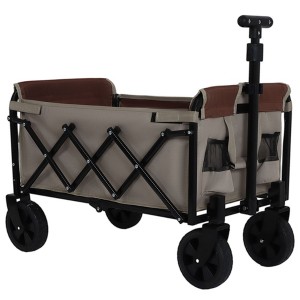 SEVOBAL Utility Storage Carts All-in-One Convertible Folding Wagon with Bench Seat Storage and Dog Tether for Outdoor , Brown , 17.7"*7.88"*13.77" - 1 of 4