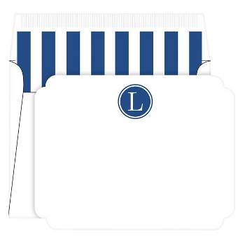 10ct 'L' Die-Cut Social Set Preppy Stripe Monogram Blue