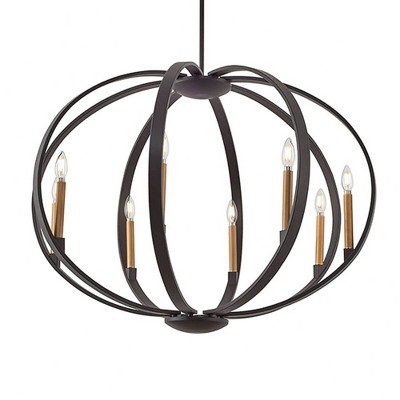 Elata 36" Pewter and Bronze 8-Light Candle Chandelier