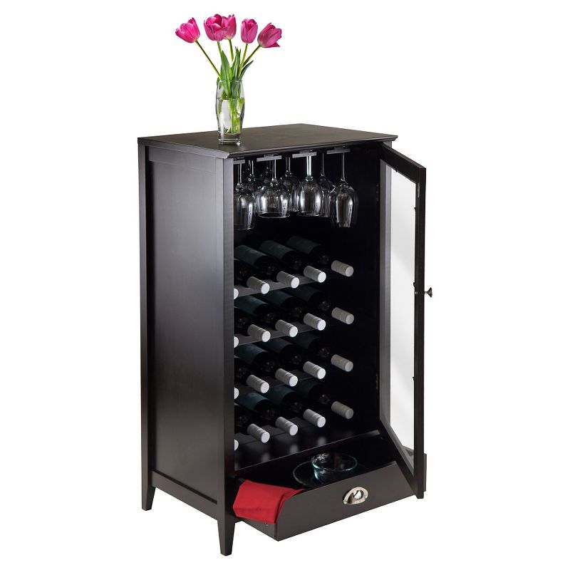 20 Bottles Shelf Modular Bordeaux Wine Cabinet Wood/Black Espresso - Winsome, 6 of 7