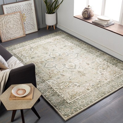 Heiereind 5' x 7'6" Gray and Cream Synthetic Fur Area Rug