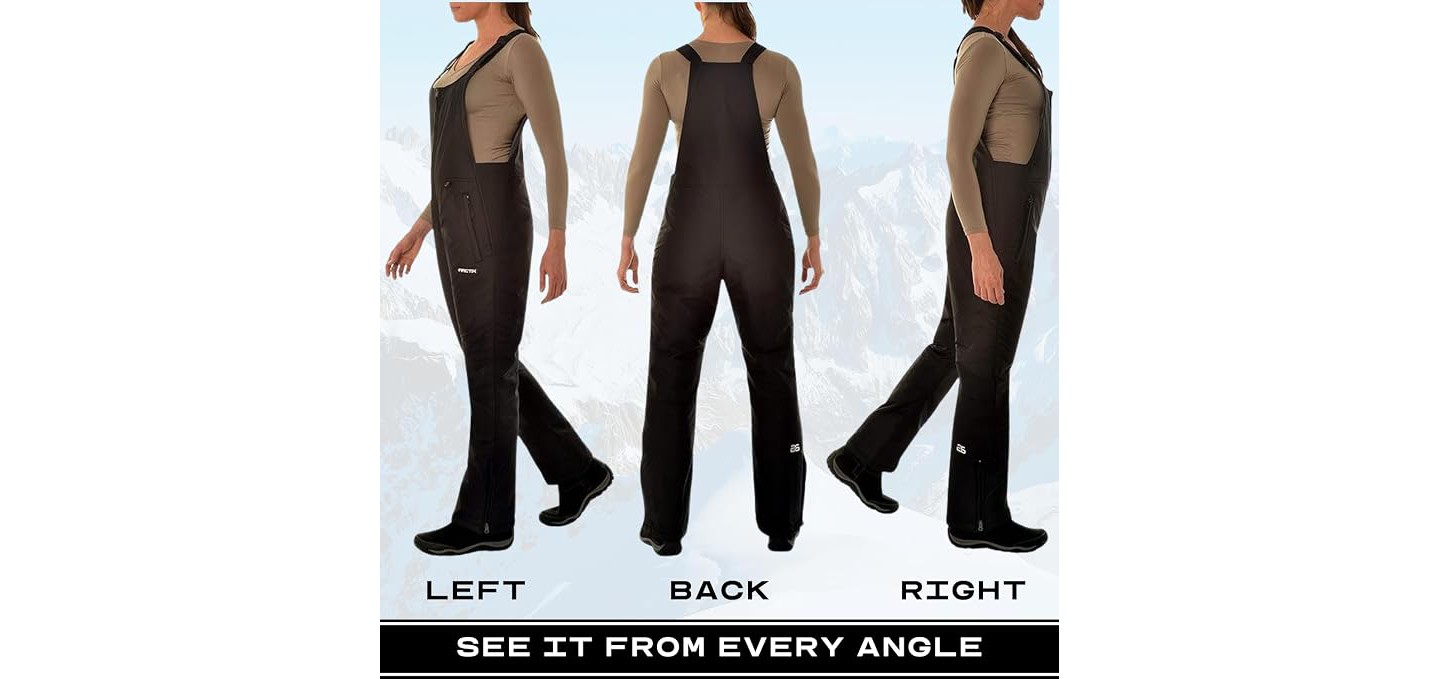 Женские брюки Arctix Essential Insulated Ski Bibs, Water Resistant Snow Pants for Skiing & Snowboarding, Black/Charcoal, цвет: Чёрный — фото 6