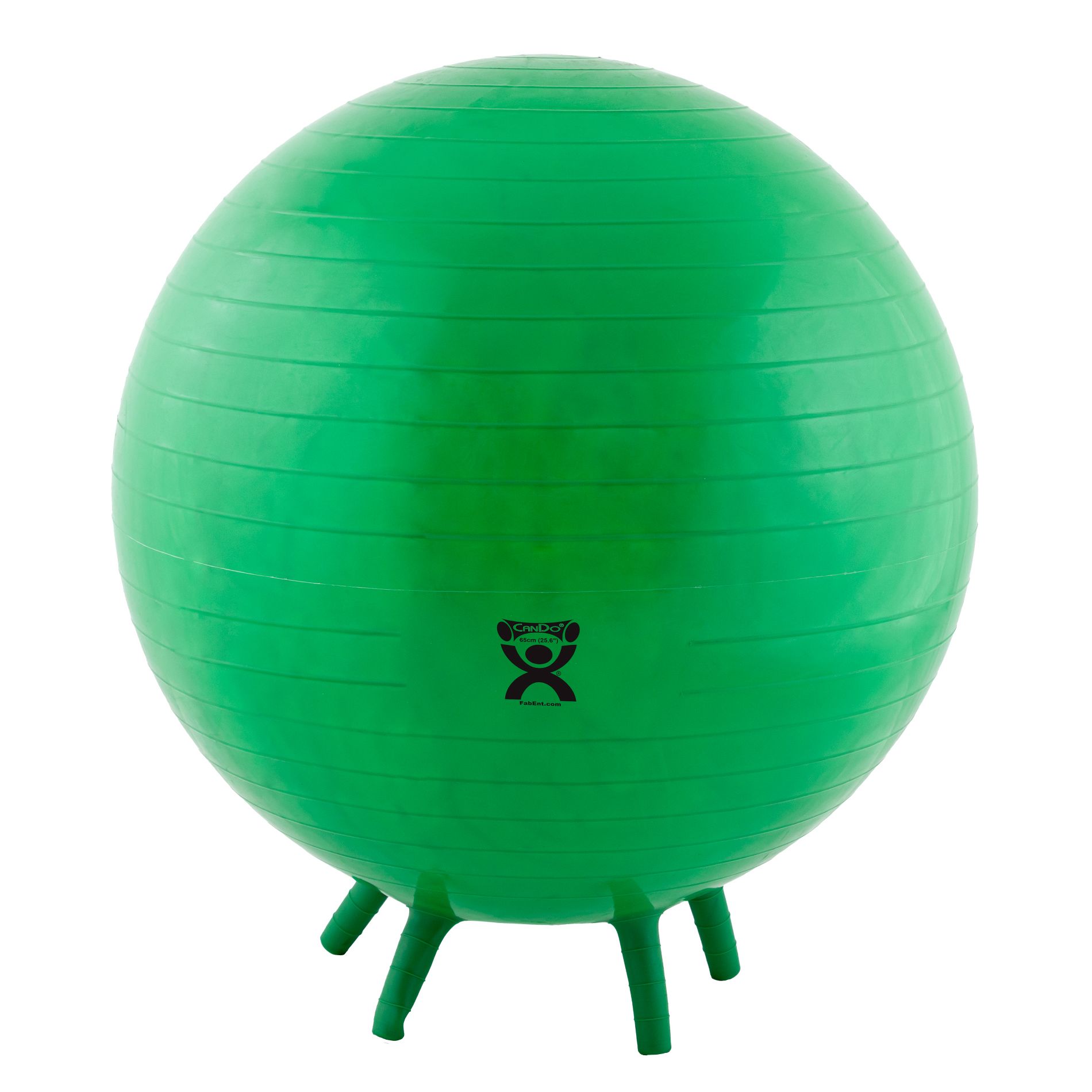 CanDo Non-Slip Inflatable Exercise Ball with Stability Feet for Exercise, Workout, Core Training, Yoga, Pilates, Active Sitting or Office Green 26"