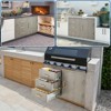 Stainless Steel Outdoor Kitchen Door Drawer Combo, 38.2" W x 20.5" H x 22.6" D Flush Mount Triple BBQ Drawers, Kitchen Drawers for BBQ Island, Grey - 3 of 4