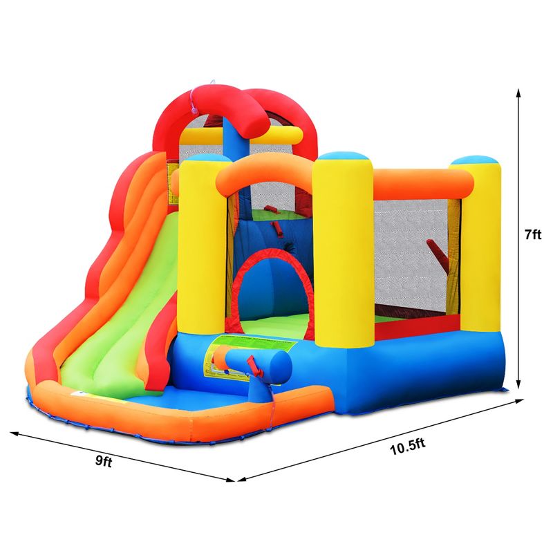 Costway Inflatable Bounce House Kid Water Splash Pool Slide Jumping Castle w/740W Blower, 2 of 11